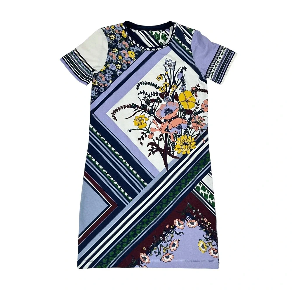 Tory‎ Burch Homeage Floral Patchwork Pima Cotton Dress Size XS